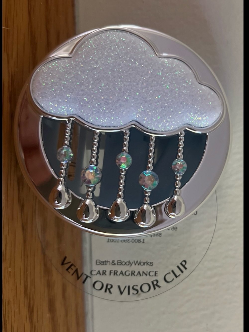 Bath & Body Works NWT Light Blue Silver Car Vent Air Freshener Clip Rainy Cloud